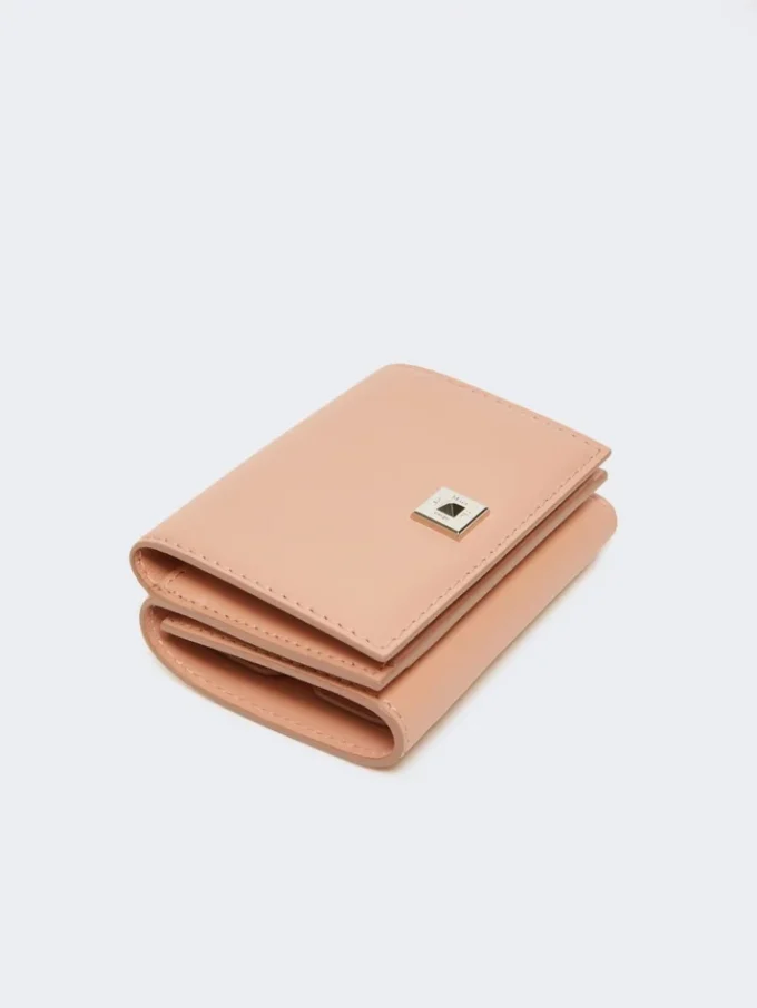Monedero de piel de tres pliegues, rosa Monedero de piel de tres pliegues, rosa