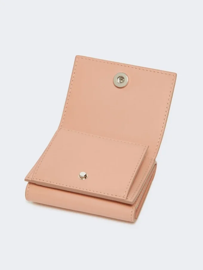 Monedero de piel de tres pliegues, rosa Monedero de piel de tres pliegues, rosa