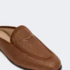 Mules de lona con efecto rafia, marrón ámbar Mules de lona con efecto rafia, marrón ámbar