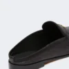 Mules de lona con efecto rafia, negras Mules de lona con efecto rafia, negras