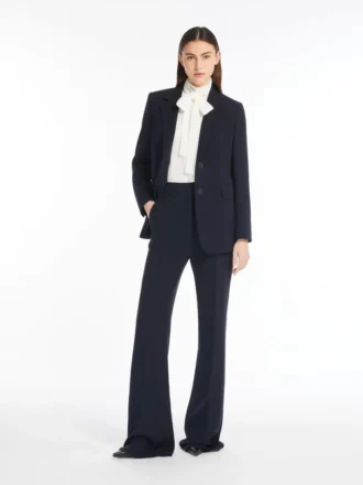 Pantalones acampanados de cady, azul marino