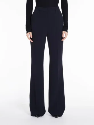 Pantalones acampanados de cady, azul marino