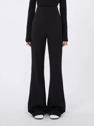 Pantalones acampanados de jersey elástico, negros