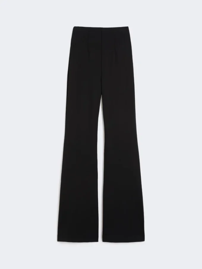 Pantalones acampanados de jersey elástico, negros Pantalones acampanados de jersey elástico, negros