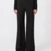 Pantalones acampanados de tejido de lana elástico, negros Pantalones acampanados de tejido de lana elástico, negros