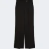 Pantalones acampanados de tejido de lana elástico, negros Pantalones acampanados de tejido de lana elástico, negros