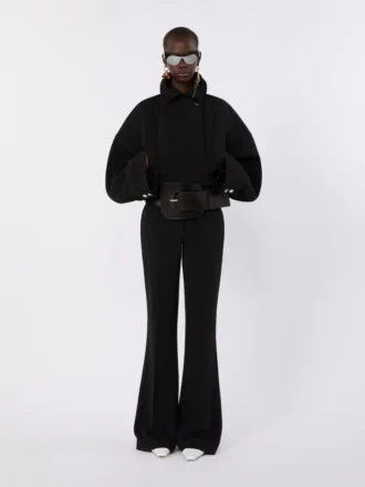 Pantalones acampanados de viscosa elástica, negros