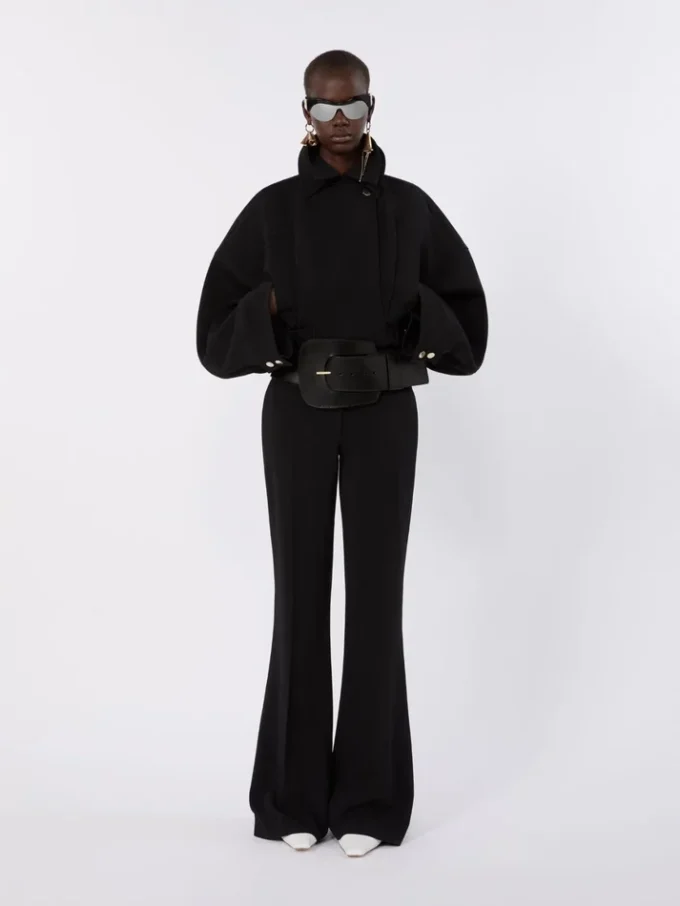 Pantalones acampanados de viscosa elástica, negros Pantalones acampanados de viscosa elástica, negros