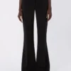 Pantalones acampanados de viscosa elástica, negros Pantalones acampanados de viscosa elástica, negros