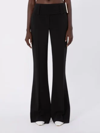 Pantalones acampanados de viscosa elástica, negros