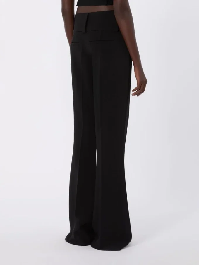 Pantalones acampanados de viscosa elástica, negros Pantalones acampanados de viscosa elástica, negros