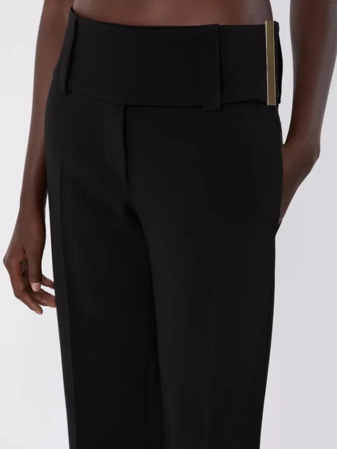 Pantalones acampanados de viscosa elástica, negros Pantalones acampanados de viscosa elástica, negros