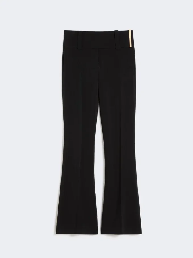 Pantalones acampanados de viscosa elástica, negros Pantalones acampanados de viscosa elástica, negros