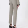 Pantalones ajustados de lana, mohair y seda, gris medio Pantalones ajustados de lana, mohair y seda, gris medio