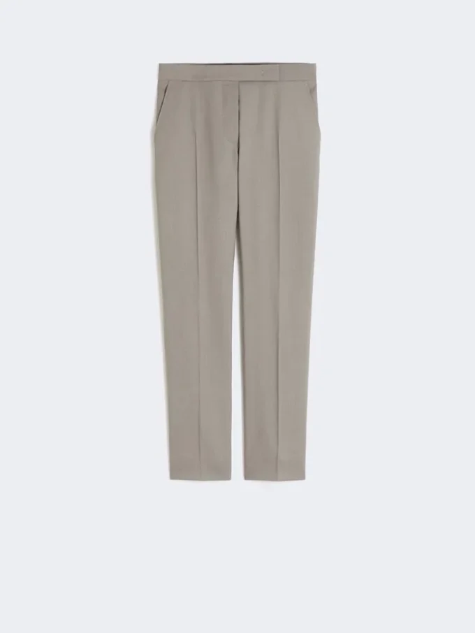 Pantalones ajustados de lana, mohair y seda, gris medio Pantalones ajustados de lana, mohair y seda, gris medio