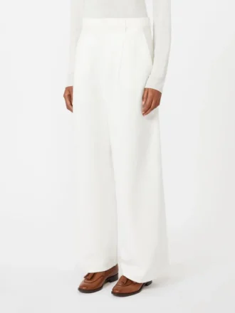 Pantalones anchos de algodón y lino, blancos