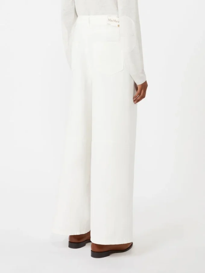 Pantalones anchos de algodón y lino, blancos