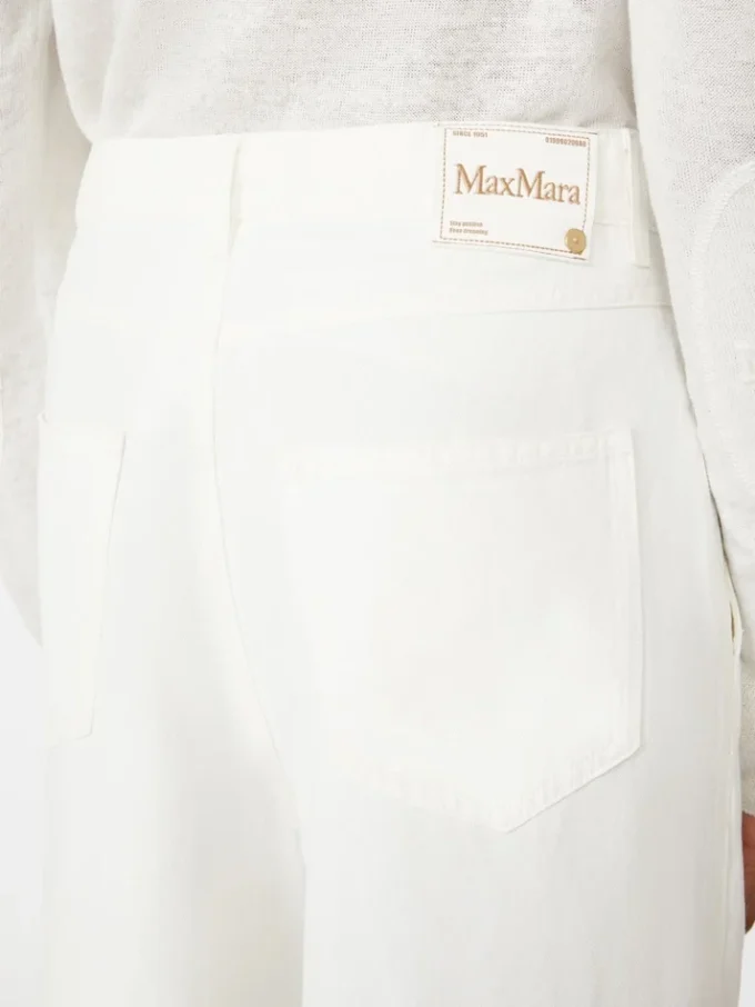 Pantalones anchos de algodón y lino, blancos