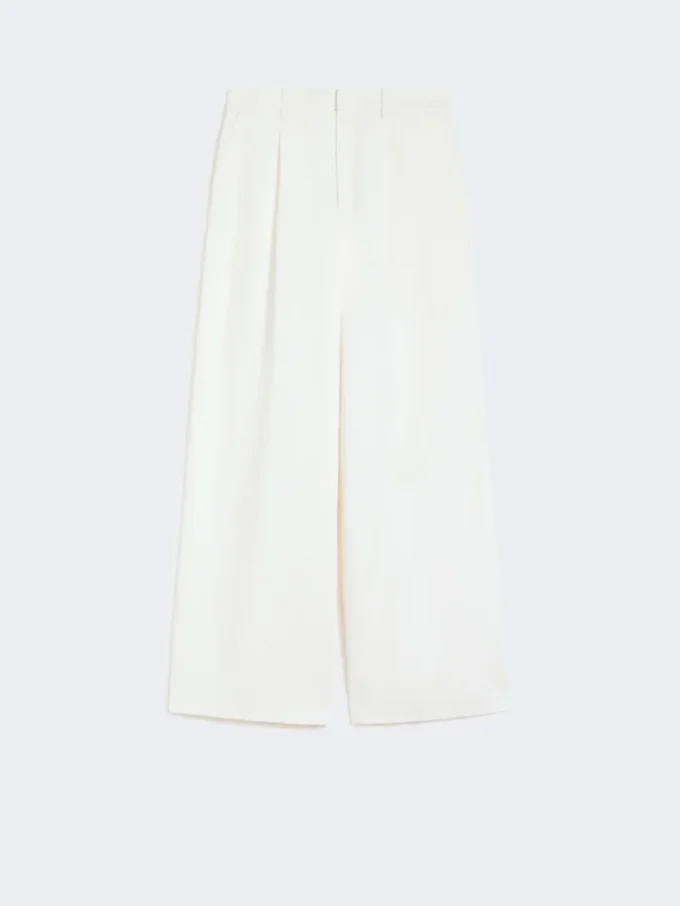 Pantalones anchos de algodón y lino, blancos