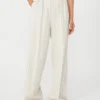 Pantalones anchos de jersey piqué a rayas, blancos Pantalones anchos de jersey piqué a rayas, blancos