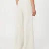 Pantalones anchos de jersey piqué a rayas, blancos Pantalones anchos de jersey piqué a rayas, blancos