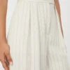 Pantalones anchos de jersey piqué a rayas, blancos Pantalones anchos de jersey piqué a rayas, blancos