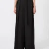 Pantalones anchos de lana elástica, negros Pantalones anchos de lana elástica, negros