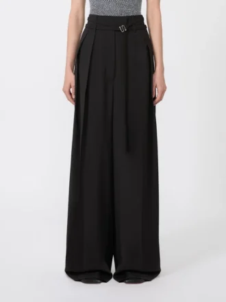 Pantalones anchos de lana elástica, negros