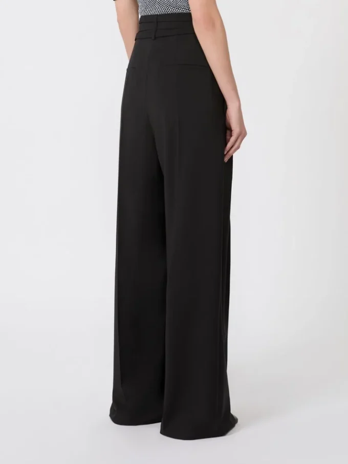 Pantalones anchos de lana elástica, negros Pantalones anchos de lana elástica, negros
