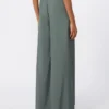 Pantalones anchos de lana y seda, verde oscuro Pantalones anchos de lana y seda, verde oscuro