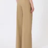 Pantalones anchos de popelín de lana y seda, color camel Pantalones anchos de popelín de lana y seda, color camel