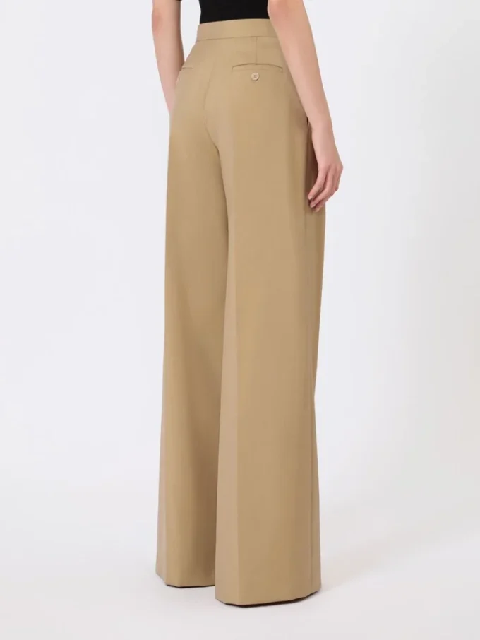 Pantalones anchos de popelín de lana y seda, color camel Pantalones anchos de popelín de lana y seda, color camel