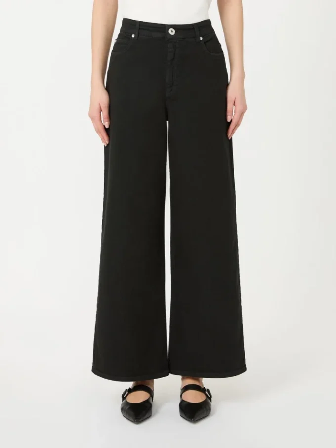 Pantalones anchos de sarga de algodón, negros Pantalones anchos de sarga de algodón, negros