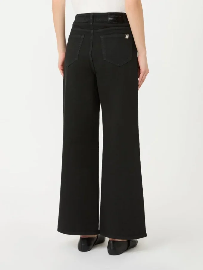 Pantalones anchos de sarga de algodón, negros Pantalones anchos de sarga de algodón, negros