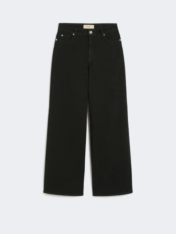 Pantalones anchos de sarga de algodón, negros Pantalones anchos de sarga de algodón, negros