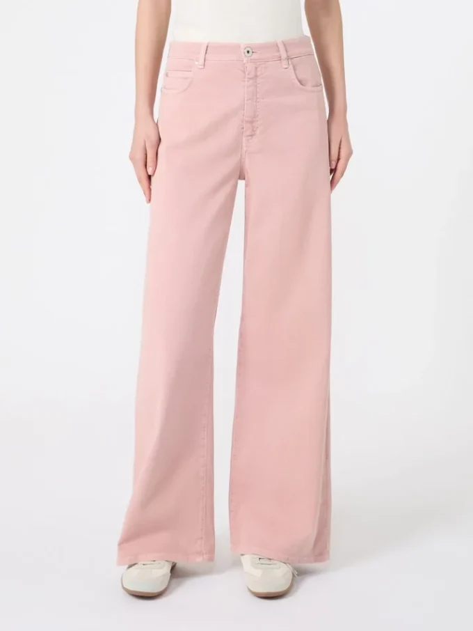 Pantalones anchos de sarga de algodón, rosa Pantalones anchos de sarga de algodón, rosa