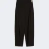 Pantalones anchos de satén de viscosa, negros Pantalones anchos de satén de viscosa, negros