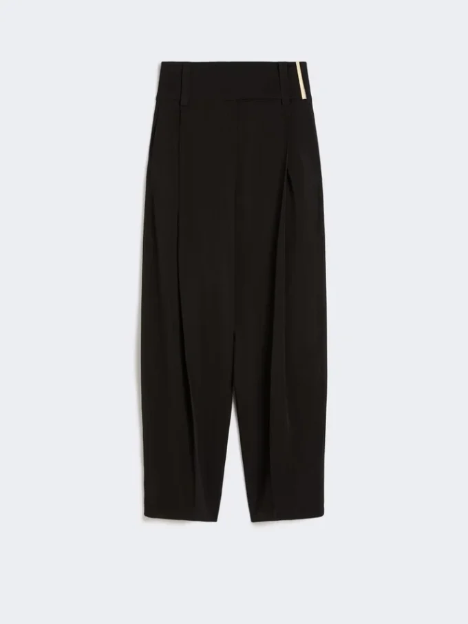 Pantalones anchos de satén de viscosa, negros Pantalones anchos de satén de viscosa, negros