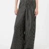 Pantalones anchos de seda estampada, negro y blanco Pantalones anchos de seda estampada, negro y blanco