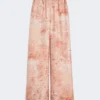 Pantalones anchos de seda estampada, rosa Pantalones anchos de seda estampada, rosa