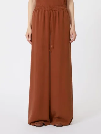 Pantalones anchos de seda lavada, color terracota