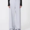 Pantalones con detalle de canesú de gabardina con mezcla de viscosa, gris medio Pantalones con detalle de canesú de gabardina con mezcla de viscosa, gris medio