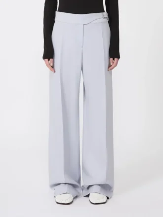 Pantalones con detalle de canesú de gabardina con mezcla de viscosa, gris medio