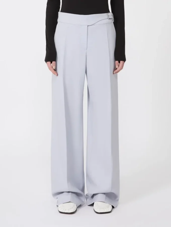 Pantalones con detalle de canesú de gabardina con mezcla de viscosa, gris medio Pantalones con detalle de canesú de gabardina con mezcla de viscosa, gris medio