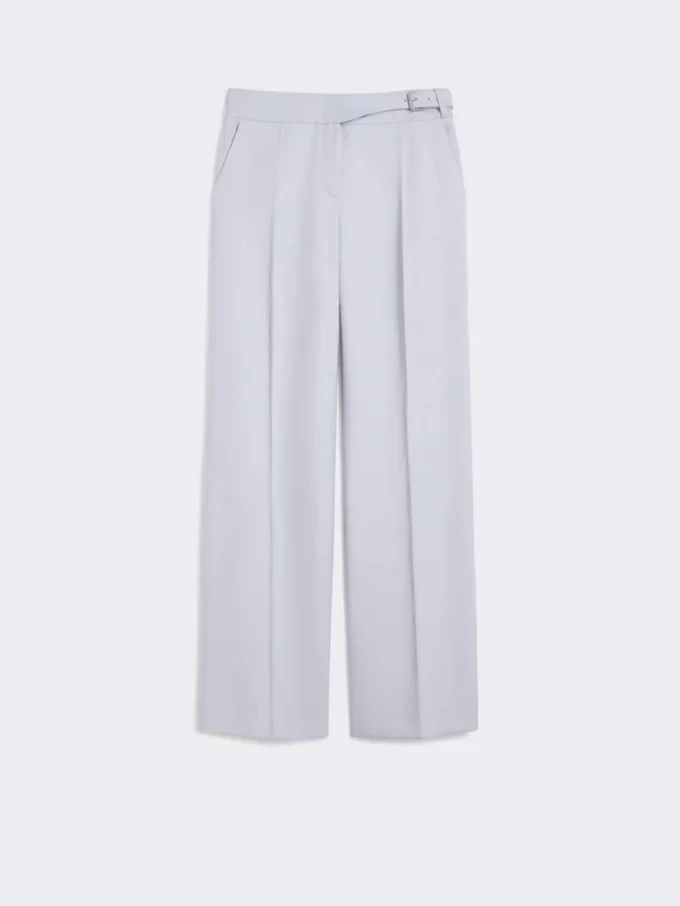 Pantalones con detalle de canesú de gabardina con mezcla de viscosa, gris medio Pantalones con detalle de canesú de gabardina con mezcla de viscosa, gris medio