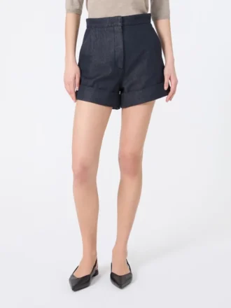 Pantalones cortos de algodón con efecto vaquero, azul medianoche