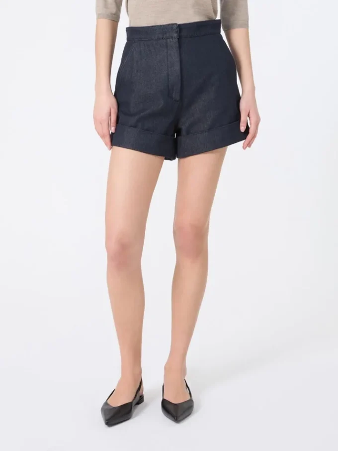 Pantalones cortos de algodón con efecto vaquero, azul medianoche Pantalones cortos de algodón con efecto vaquero, azul medianoche
