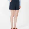 Pantalones cortos de lino con tejido trenzado, azul medianoche Pantalones cortos de lino con tejido trenzado, azul medianoche