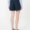 Pantalones cortos de lino con tejido trenzado, azul medianoche Pantalones cortos de lino con tejido trenzado, azul medianoche