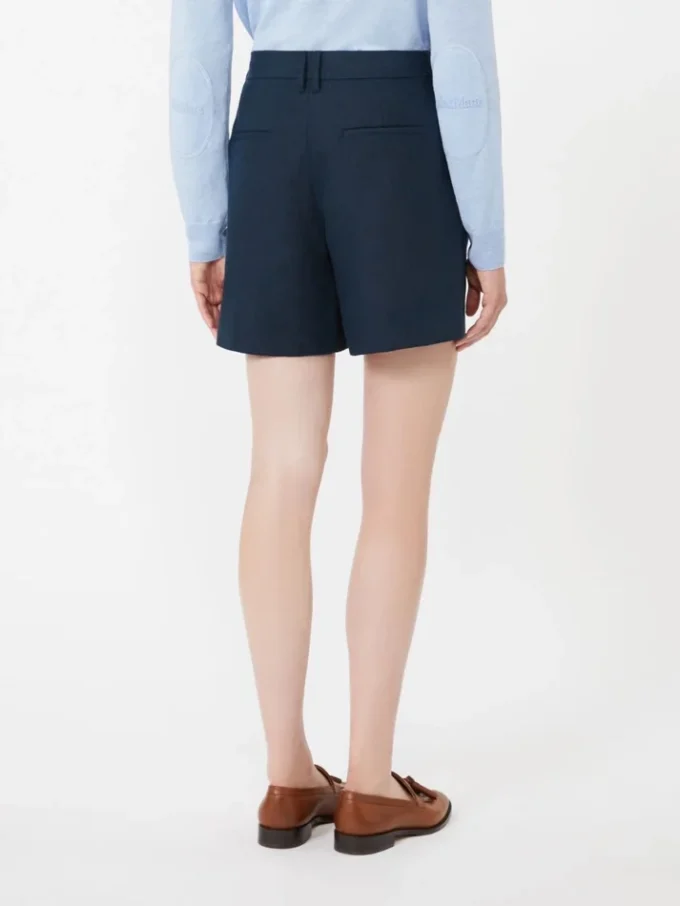Pantalones cortos de lino con tejido trenzado, azul medianoche Pantalones cortos de lino con tejido trenzado, azul medianoche
